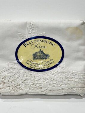 Vintage Keeco Handmade Collection Battenburg Full Bed Ruffle 100% Cotton **READ